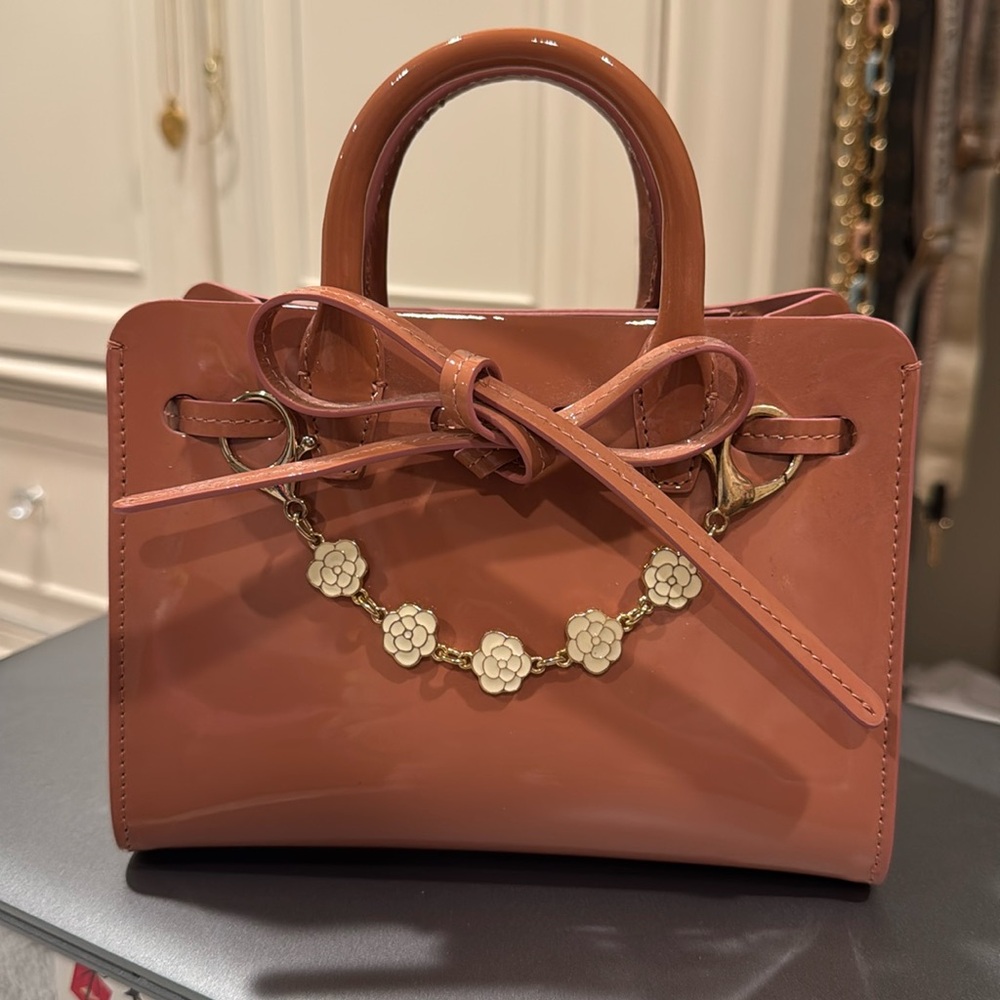 Mansur Gabriel patent leather mini mini sun handbag crossbody bag